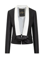 Black Solid Shawl Lapel Blazer 1