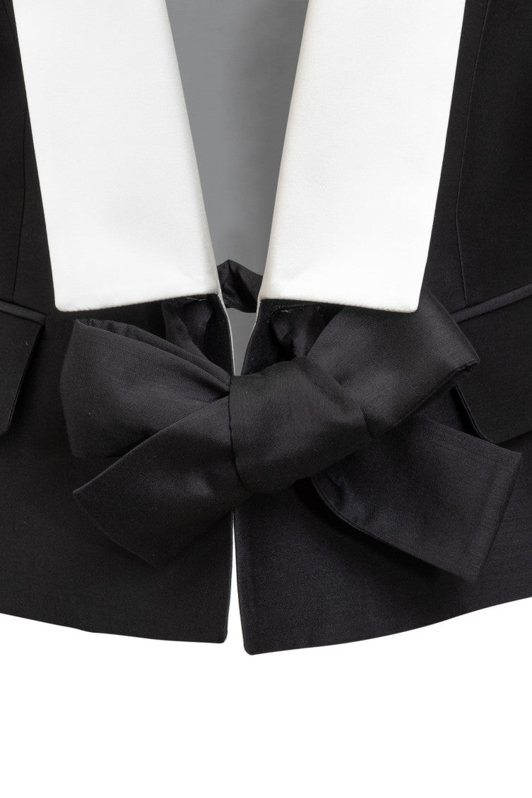 Black Solid Shawl Lapel Blazer 3