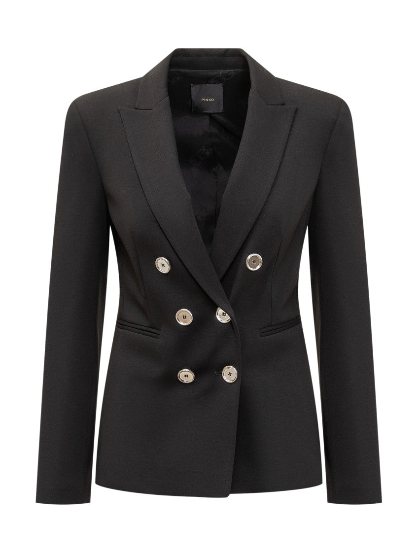 Black Solid Shawl Lapel Blazer 1