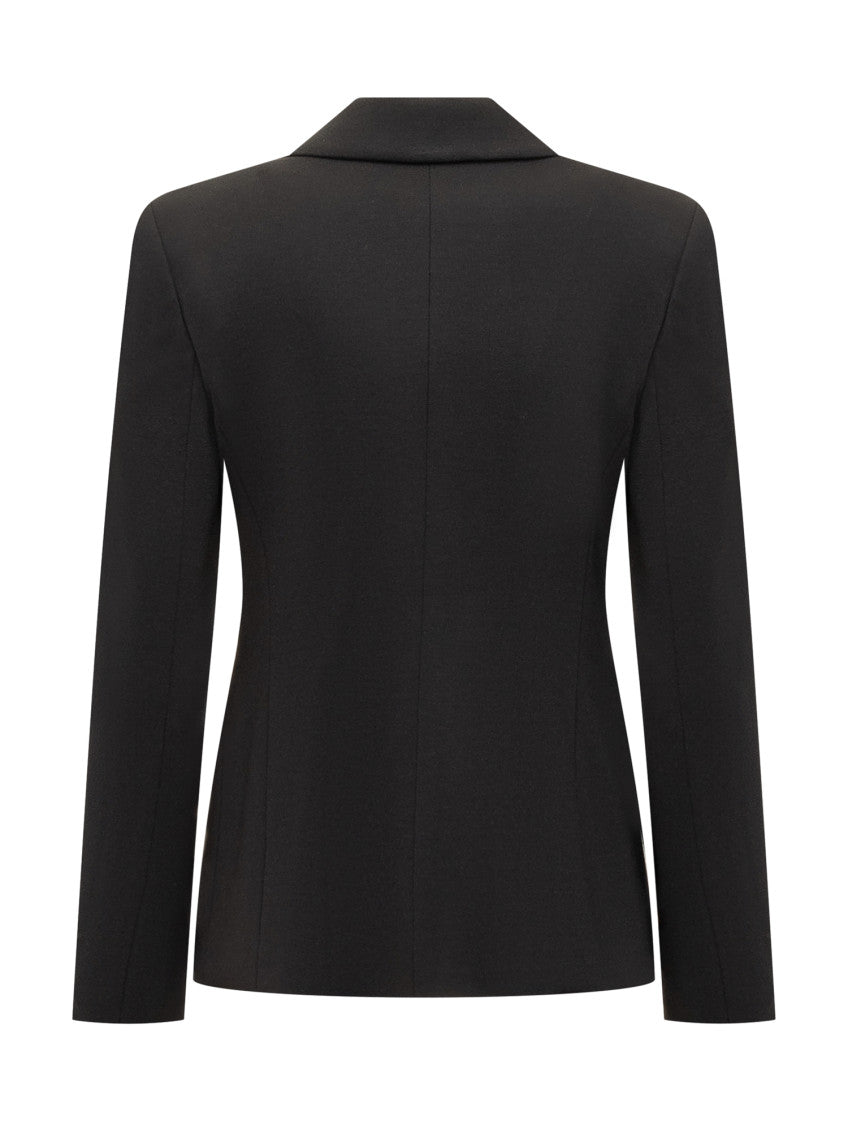 Black Solid Shawl Lapel Blazer 2