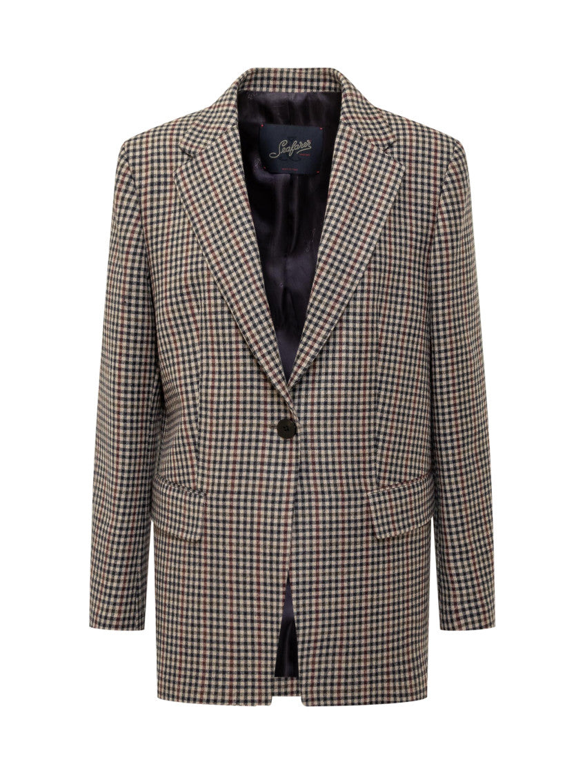 Brown Checks Notched Lapel Blazer 1