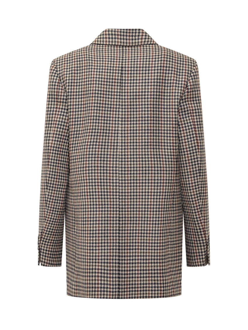 Brown Checks Notched Lapel Blazer 2