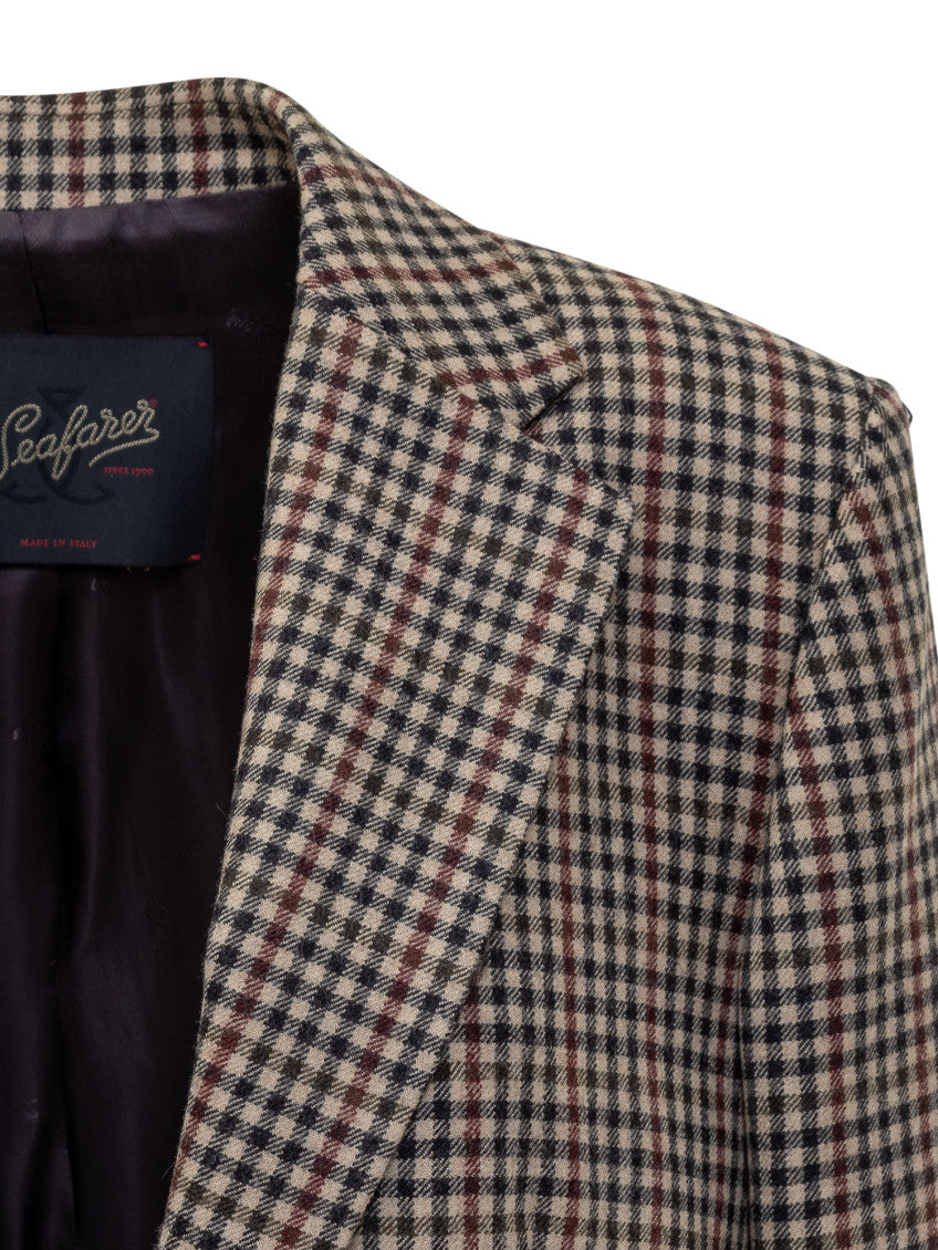 Brown Checks Notched Lapel Blazer 3