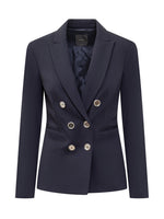 Blue Solid Notched Lapel Blazer 1