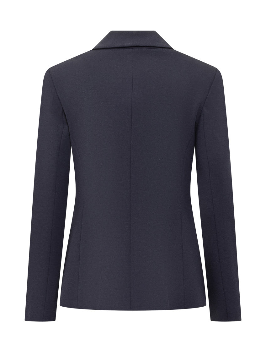 Blue Solid Notched Lapel Blazer 2