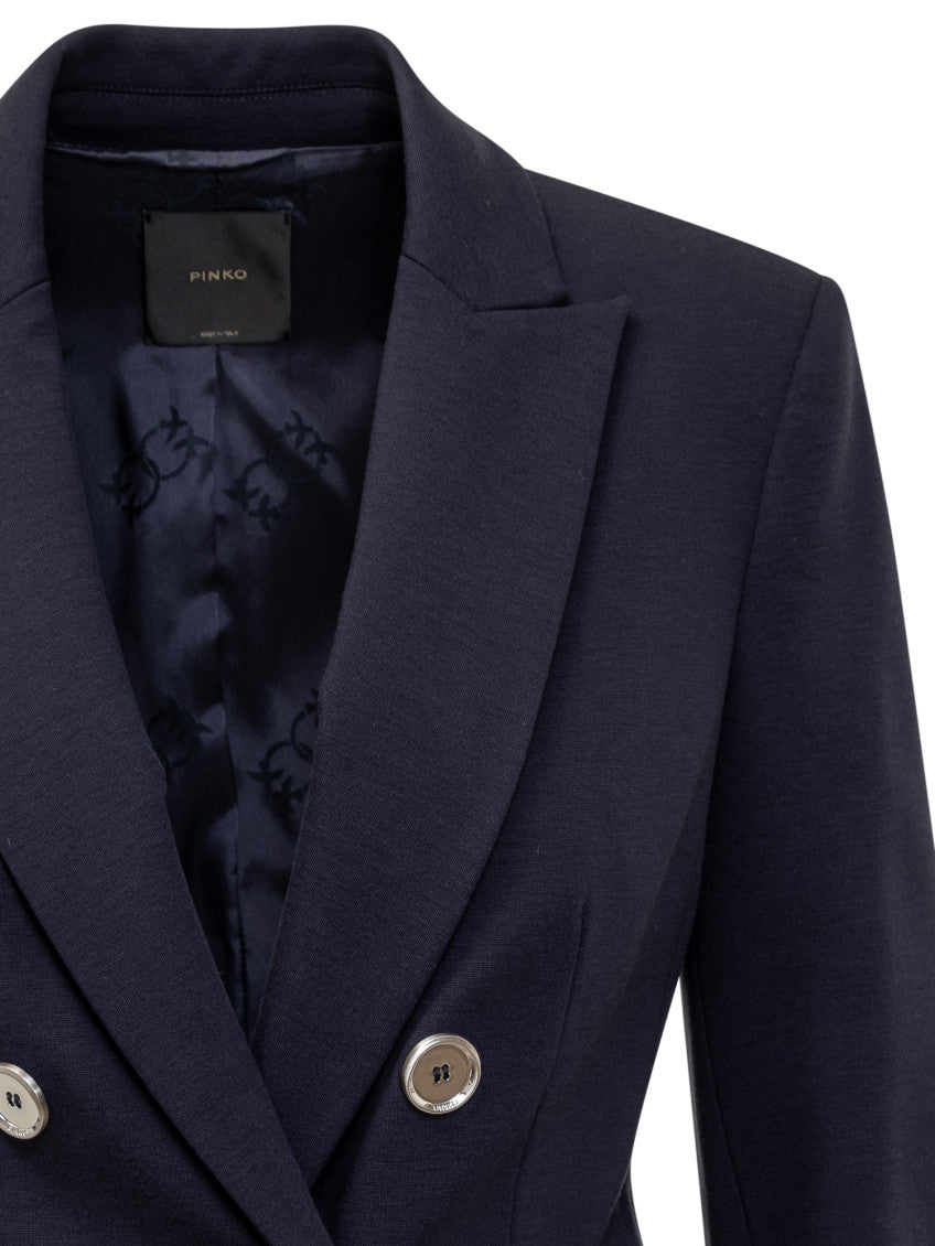 Blue Solid Notched Lapel Blazer 3