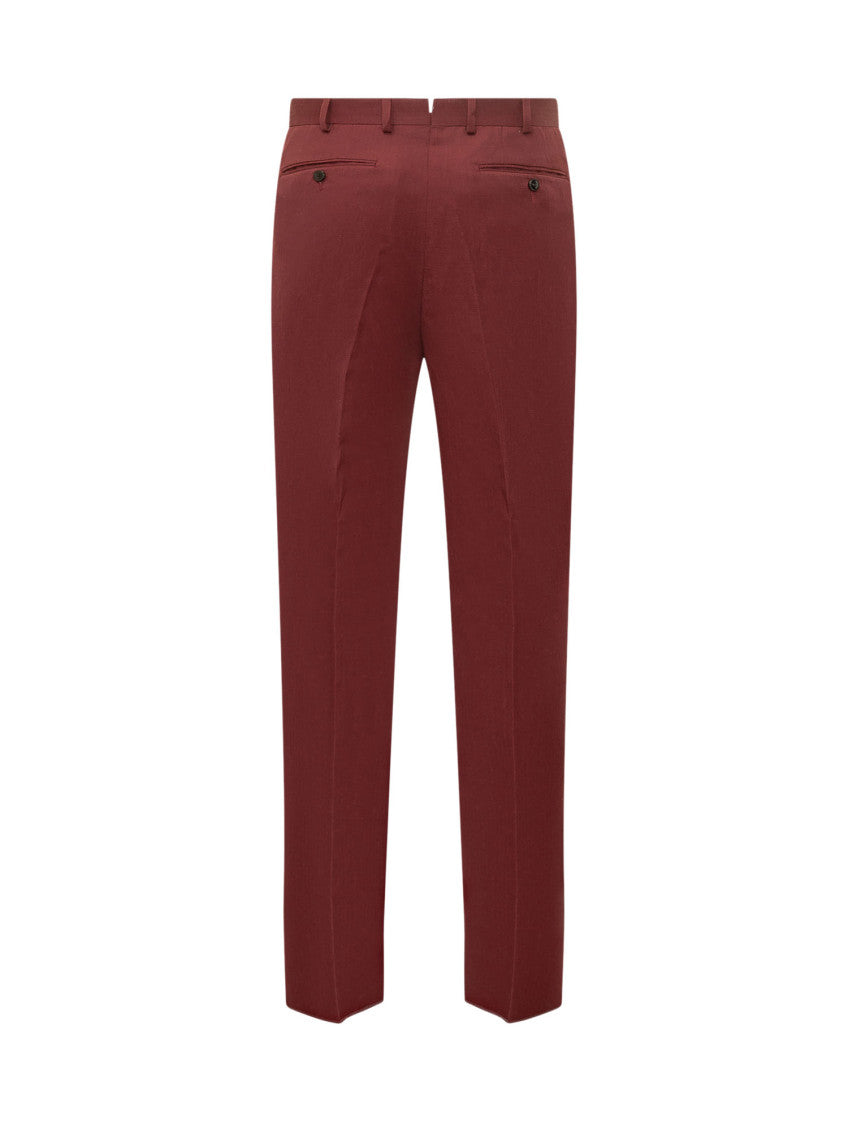 Red Straight Pleated Pants 2