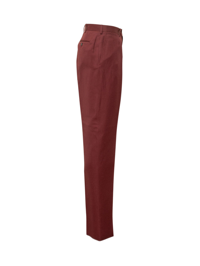 Red Straight Pleated Pants 3