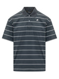 Grey Striped Shirt Collar Polo 1