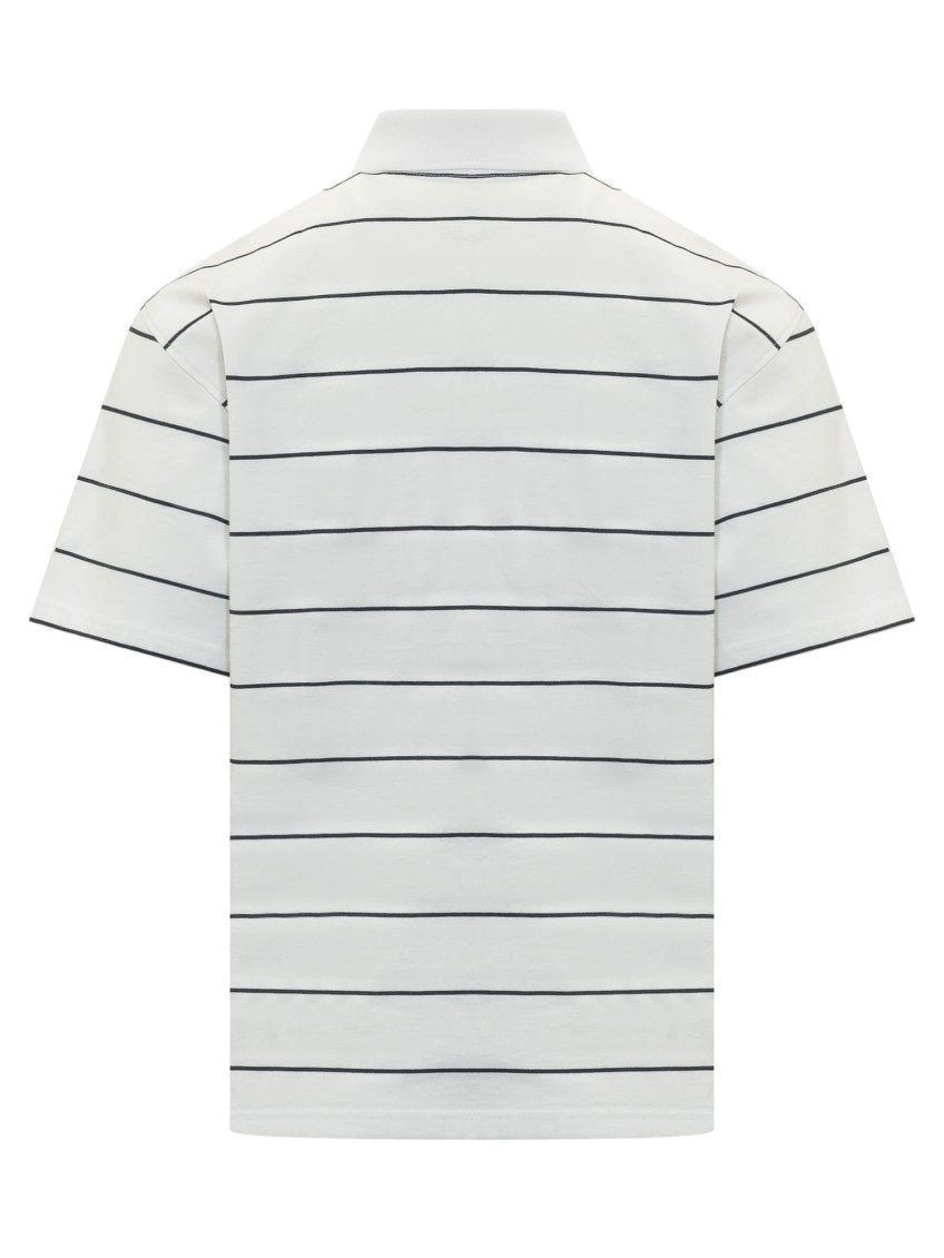 White Striped Shirt Collar Polo 2