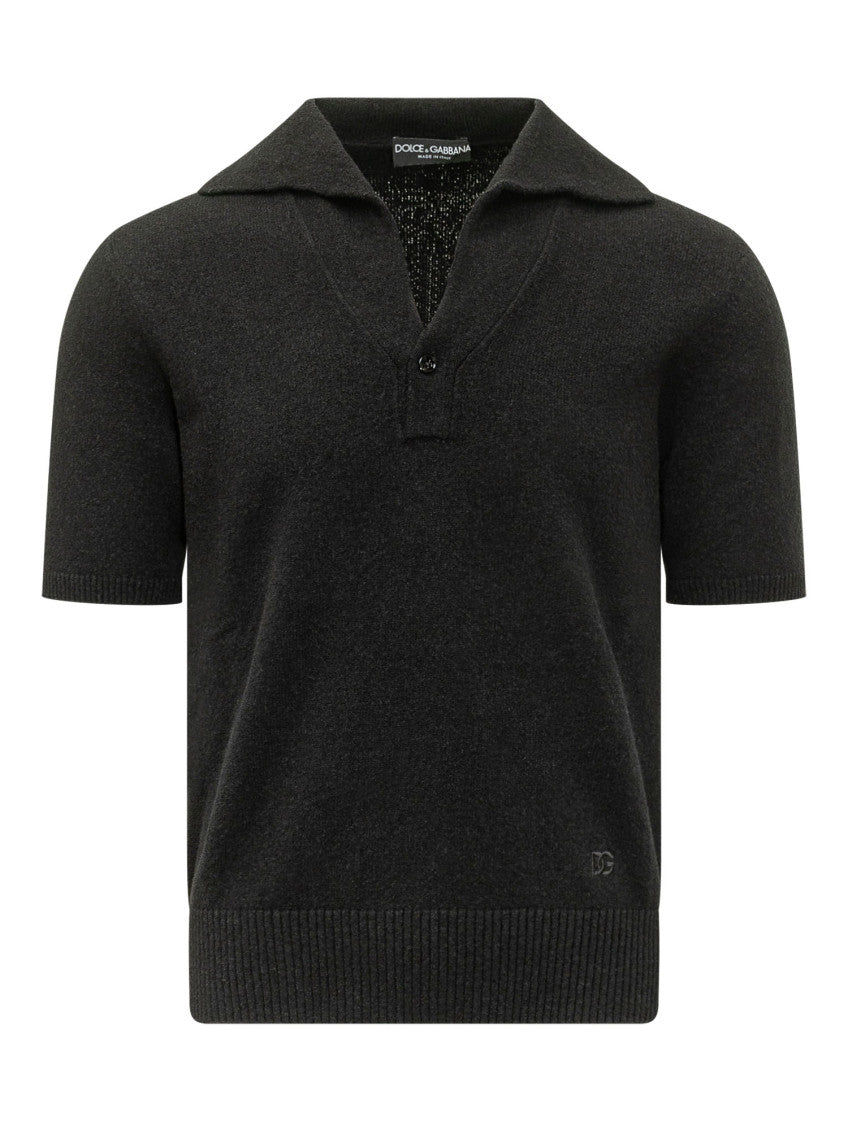 Black Logo Shirt Collar Polo 1