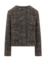 Black Textured Crew Neck Jacket 1