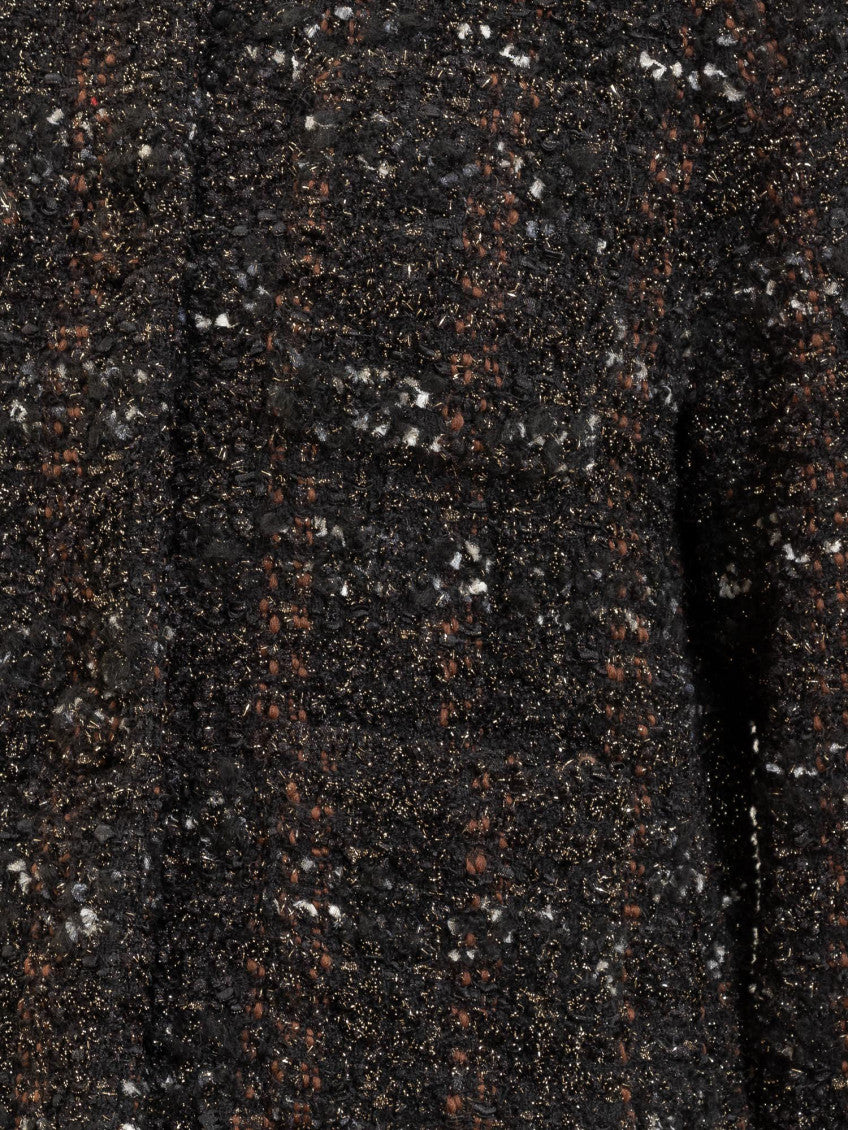 Black Textured Crew Neck Jacket 4