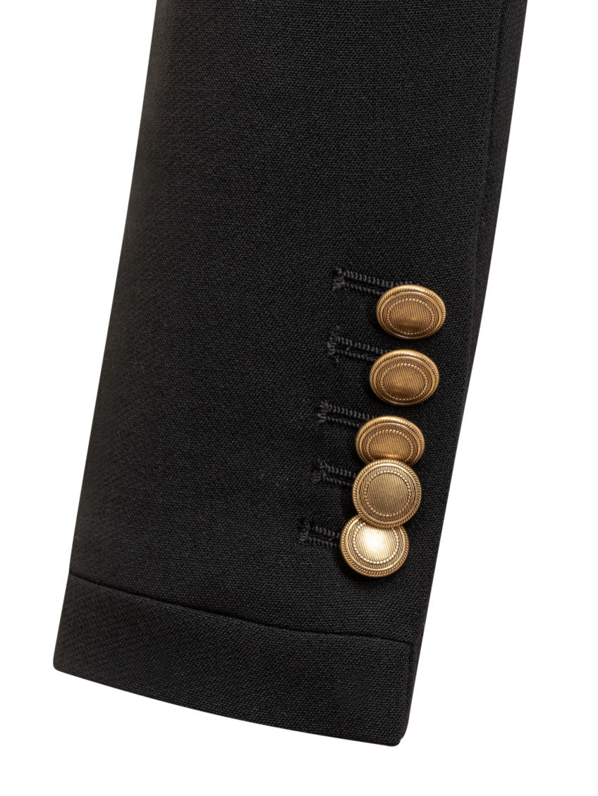 Black Solid Crew Neck Blazer 3