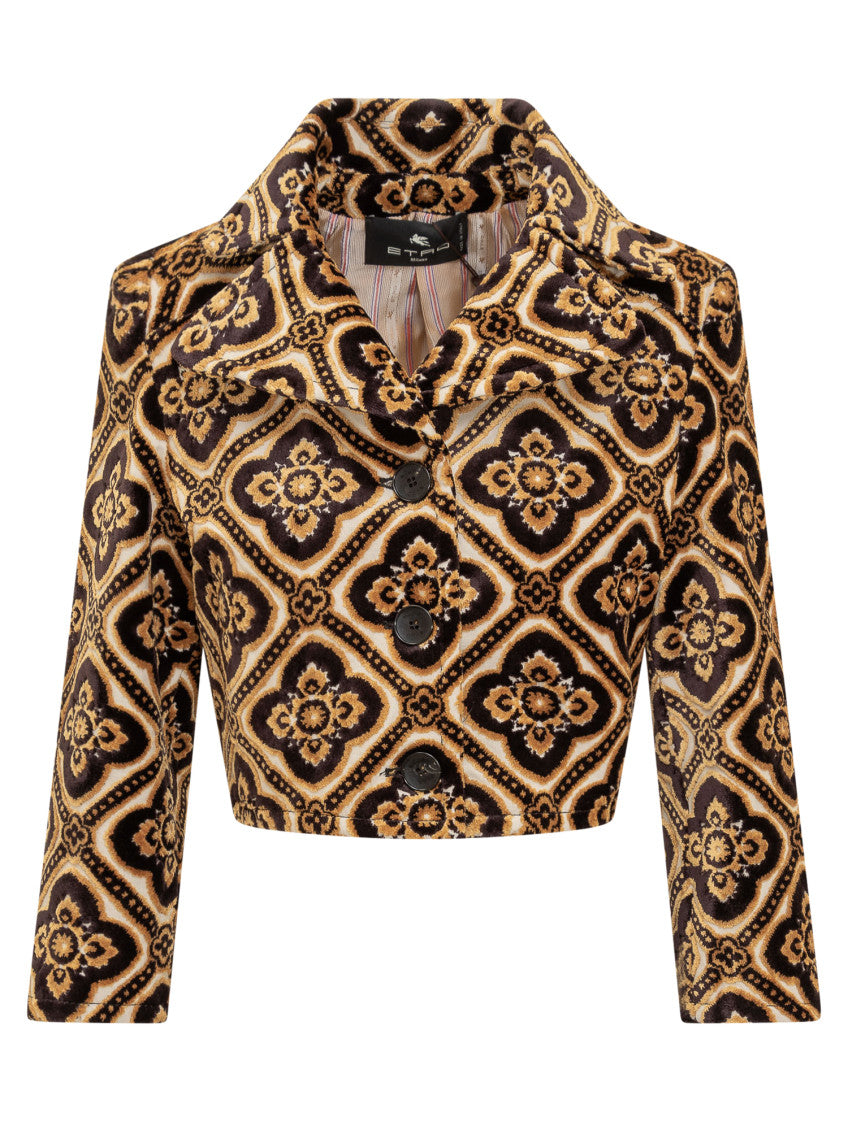 Multicolor Printed Notched Lapel Blazer 1