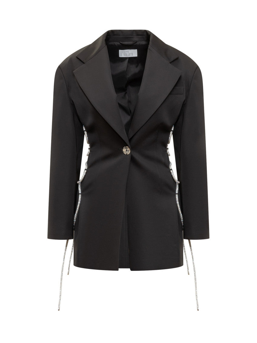 Black Embellished Notched Lapel Blazer 1