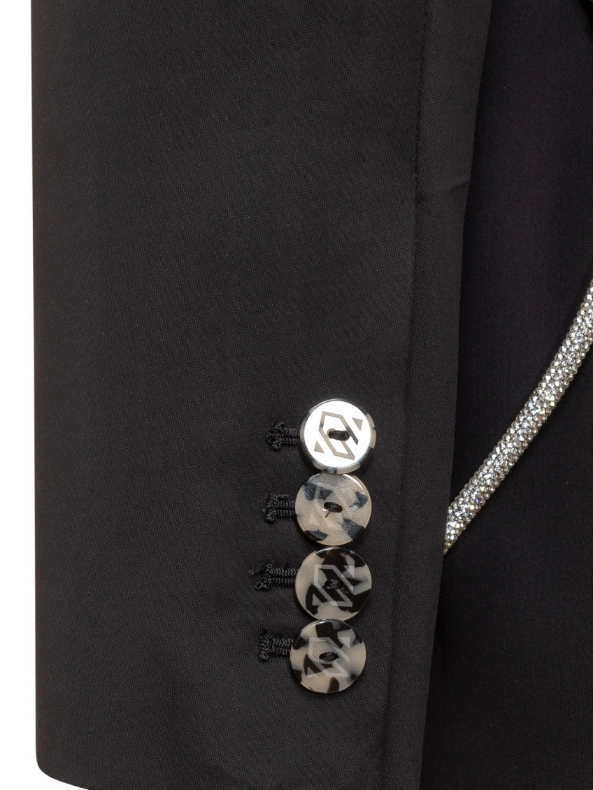 Black Embellished Notched Lapel Blazer 3