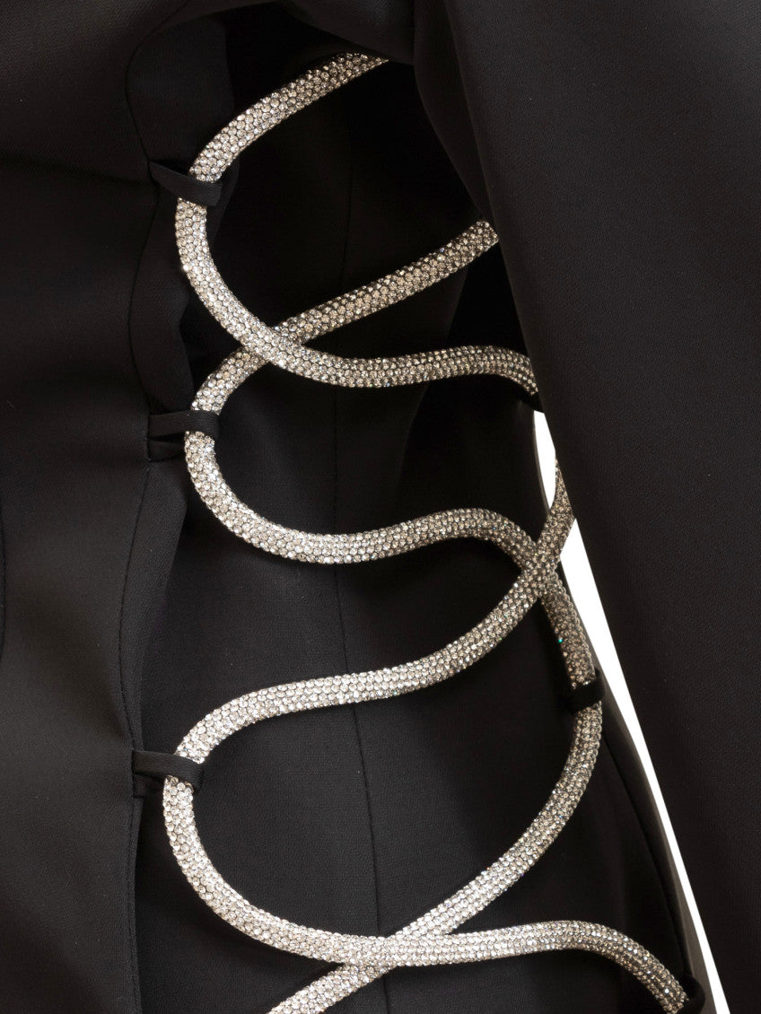 Black Embellished Notched Lapel Blazer 4