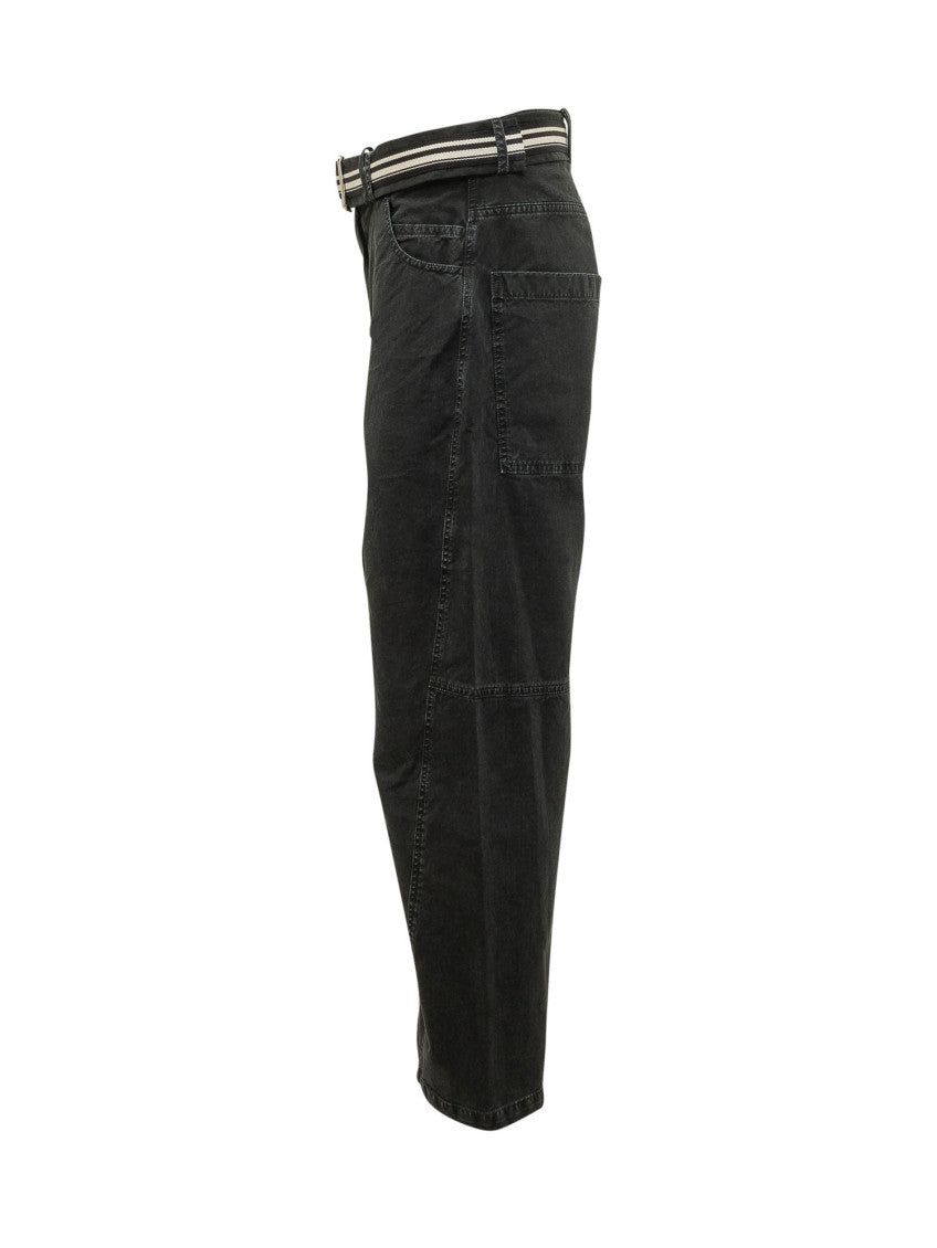 Black Loose Flat Front Pants 2