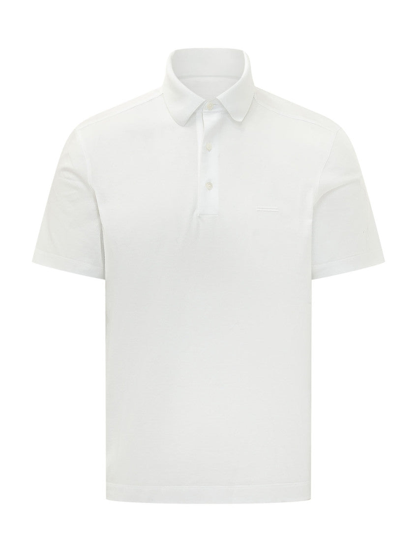 White Solid Shirt Collar Polo 1