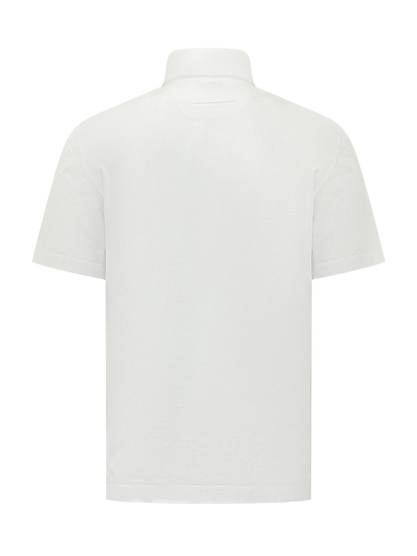 White Solid Shirt Collar Polo 2