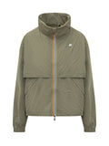 Green Solid Mandarin Collar Jacket 1