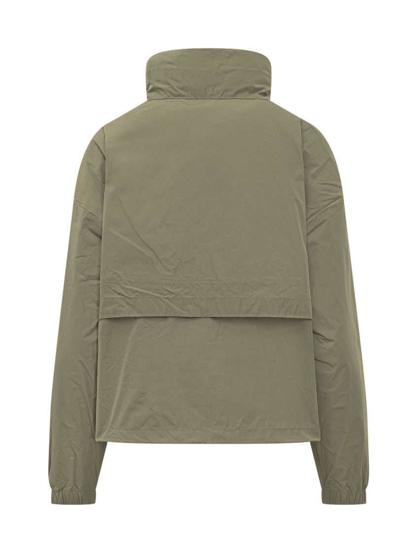Green Solid Mandarin Collar Jacket 2