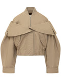 Beige Mock Collar Jacket 1