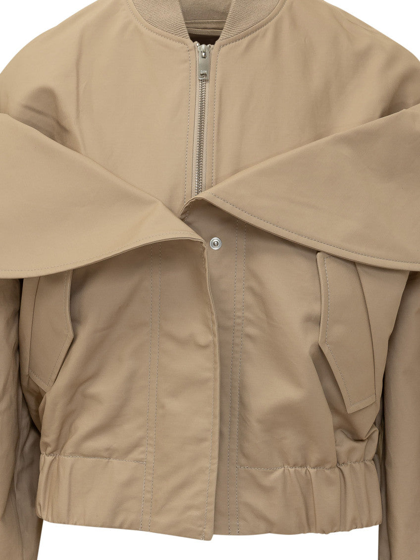 Beige Mock Collar Jacket 4