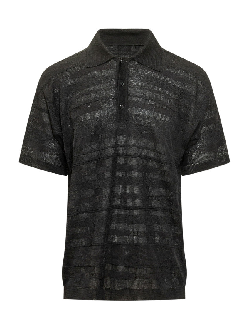 Black Textured Shirt Collar Polo 1
