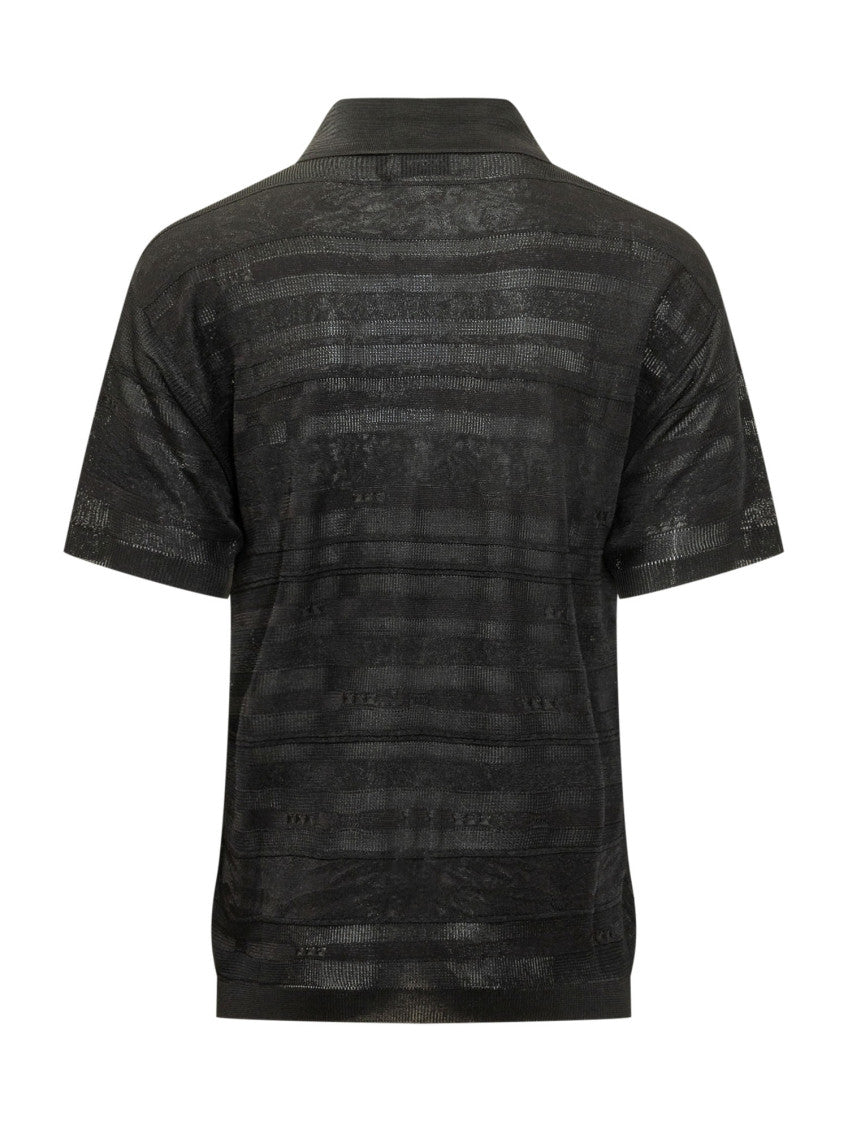 Black Textured Shirt Collar Polo 2