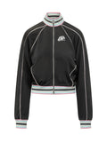 Black Solid Mock Collar Jacket 1