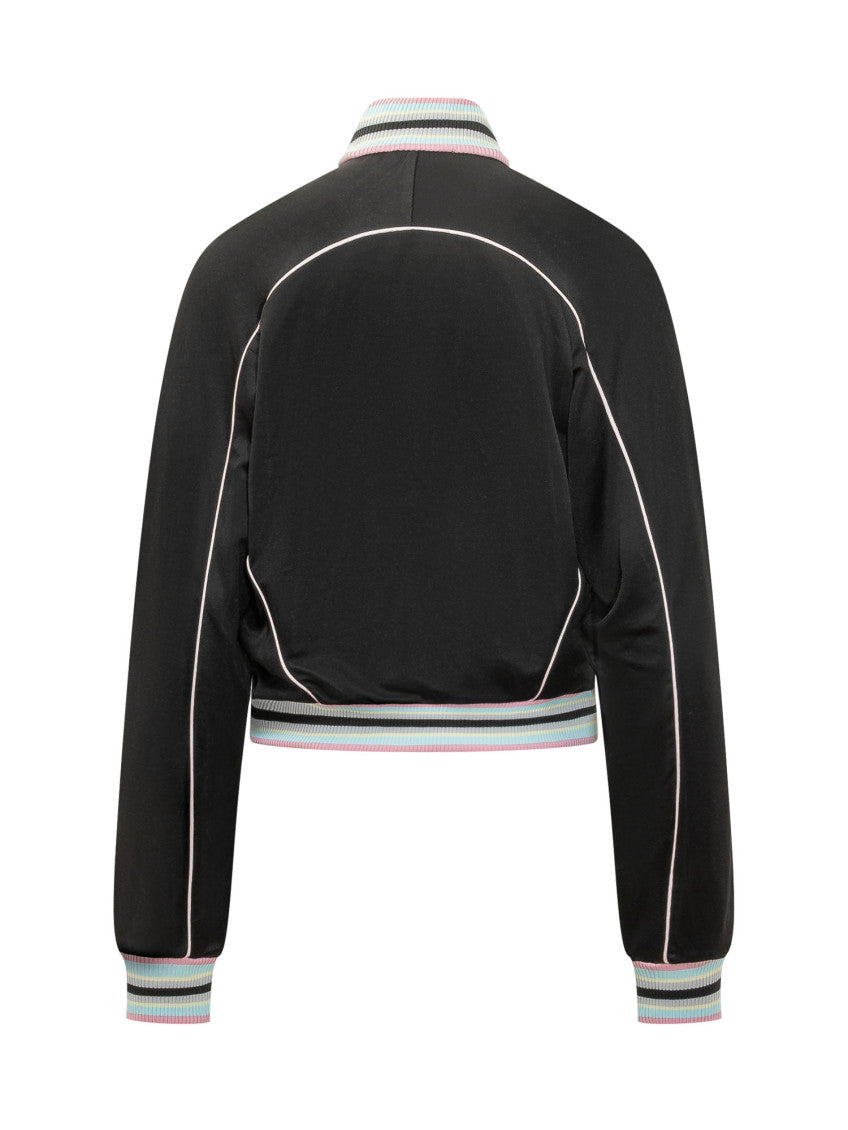 Black Solid Mock Collar Jacket 2
