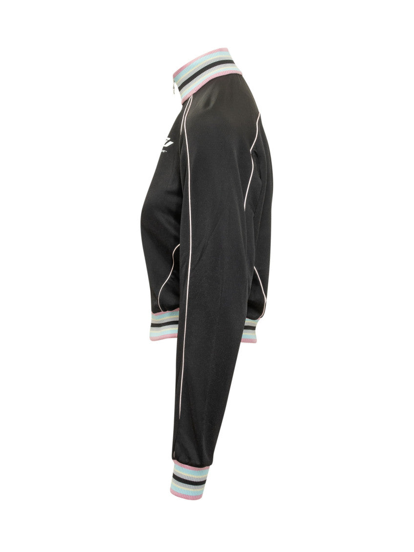 Black Solid Mock Collar Jacket 3