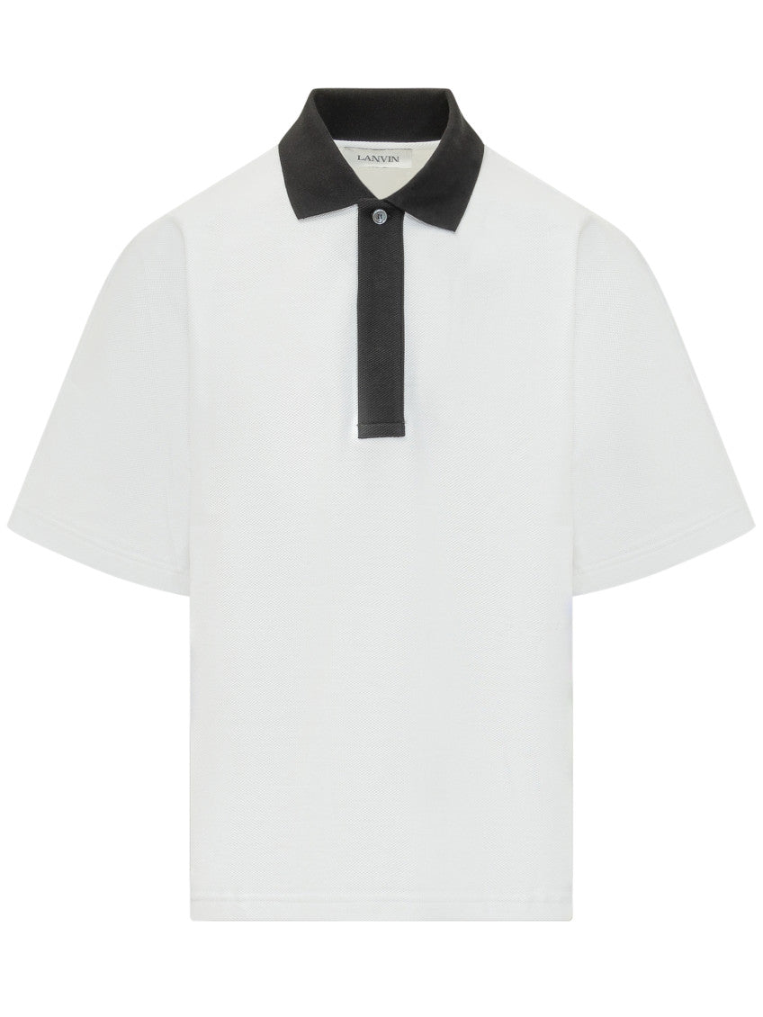 White Solid Shirt Collar Polo 1