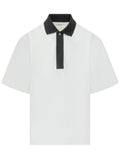 White Solid Shirt Collar Polo 1