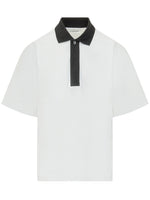 White Solid Shirt Collar Polo 1