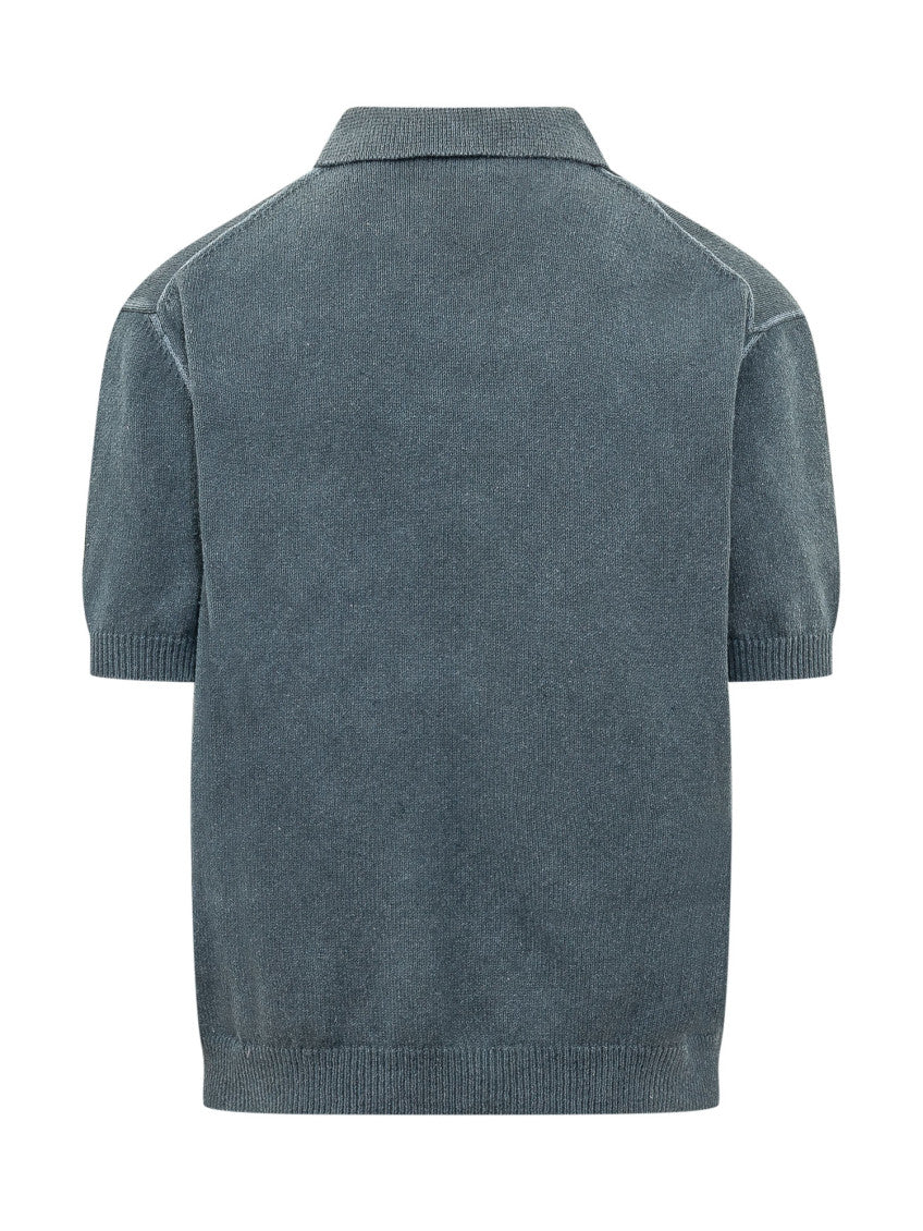 Blue Solid Shirt Collar Polo 2