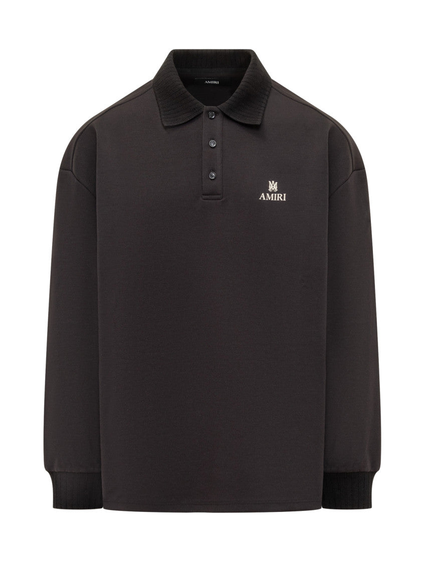 Black Solid Shirt Collar Polo 1