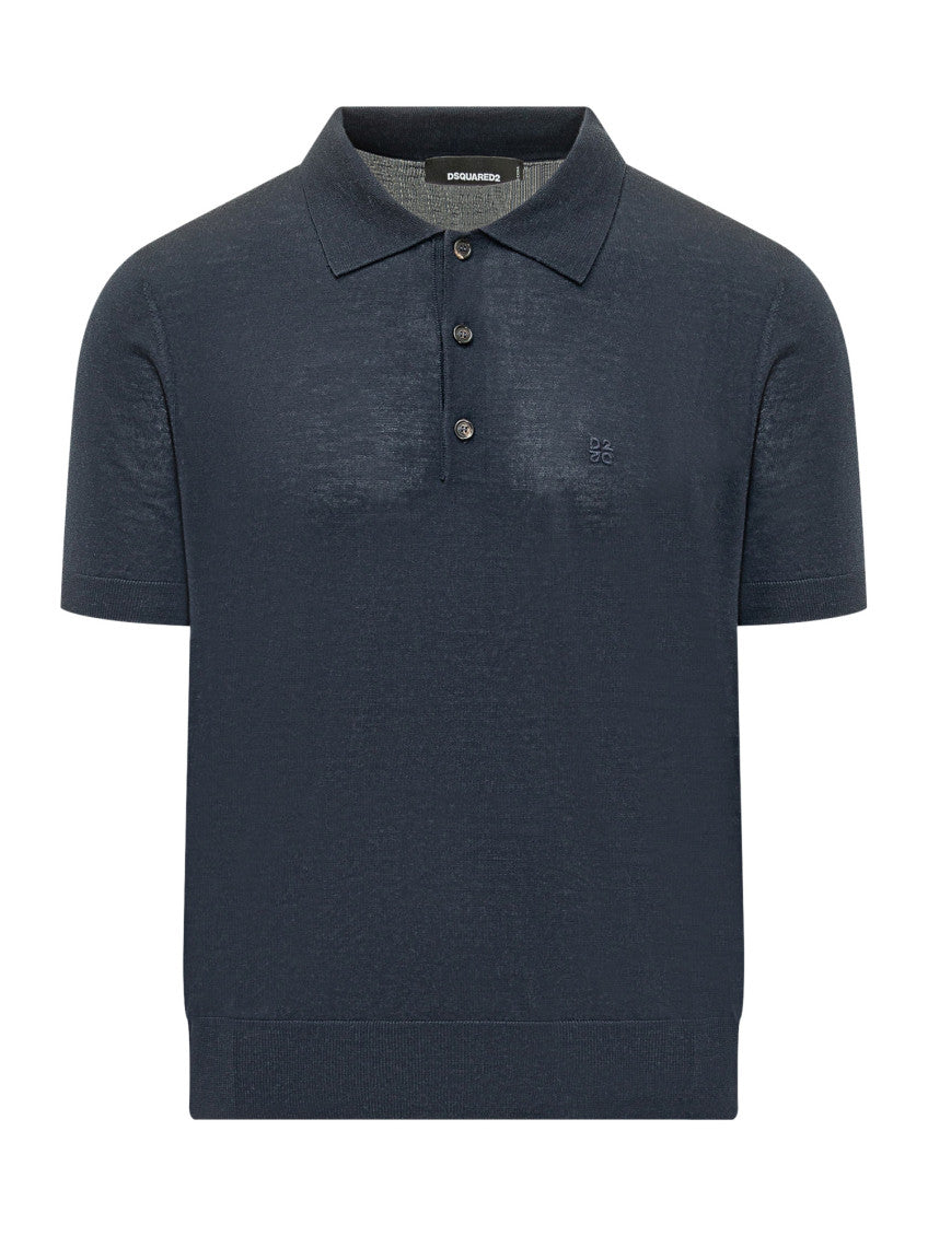 Dark Blue Logo Shirt Collar Polo 1