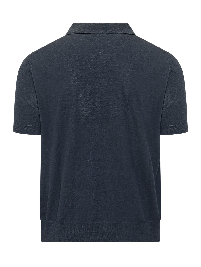 Dark Blue Logo Shirt Collar Polo 2