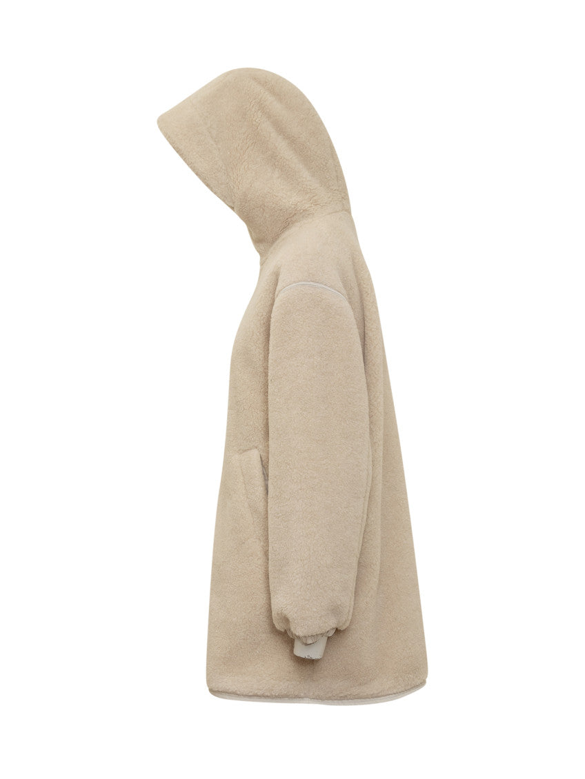 Beige Solid Hood Jacket 3