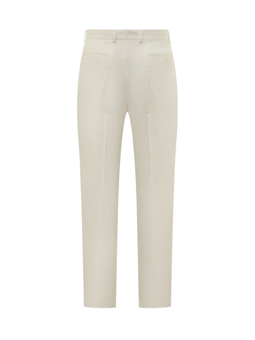 White Tailored Flat Front Pants 3