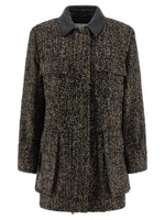 Black Textured Pointed Collar Jacket 1