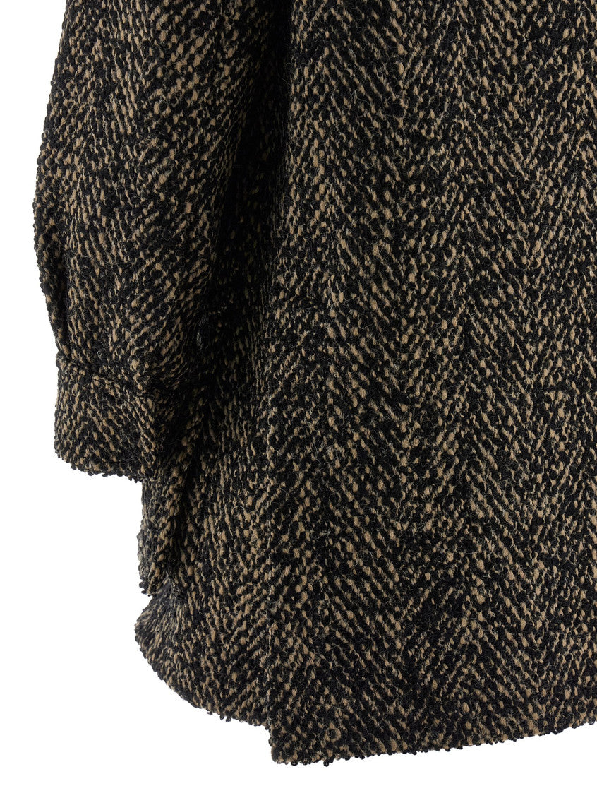 Black Textured Pointed Collar Jacket 4
