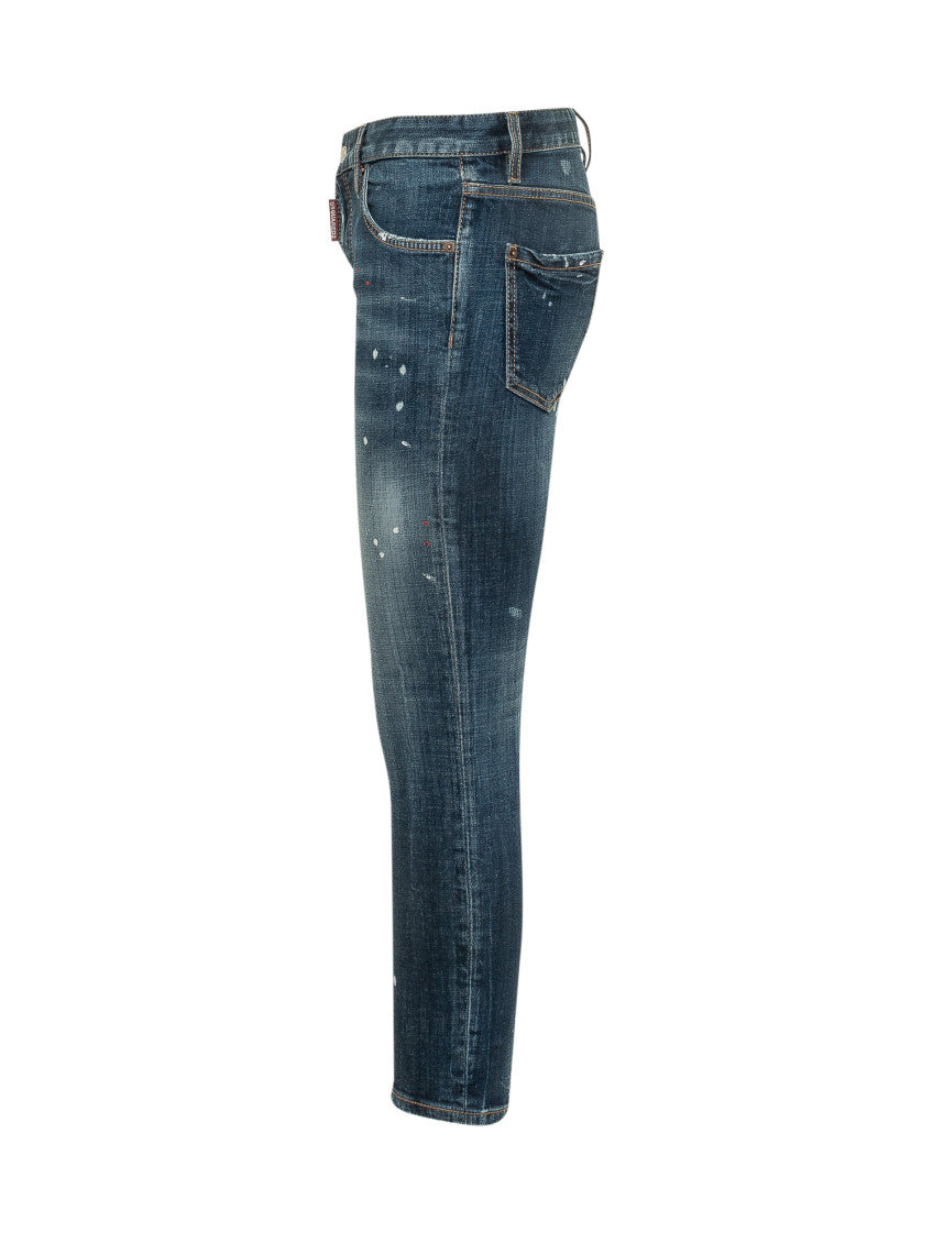 Blue Skinny Mid Rise Jeans 3