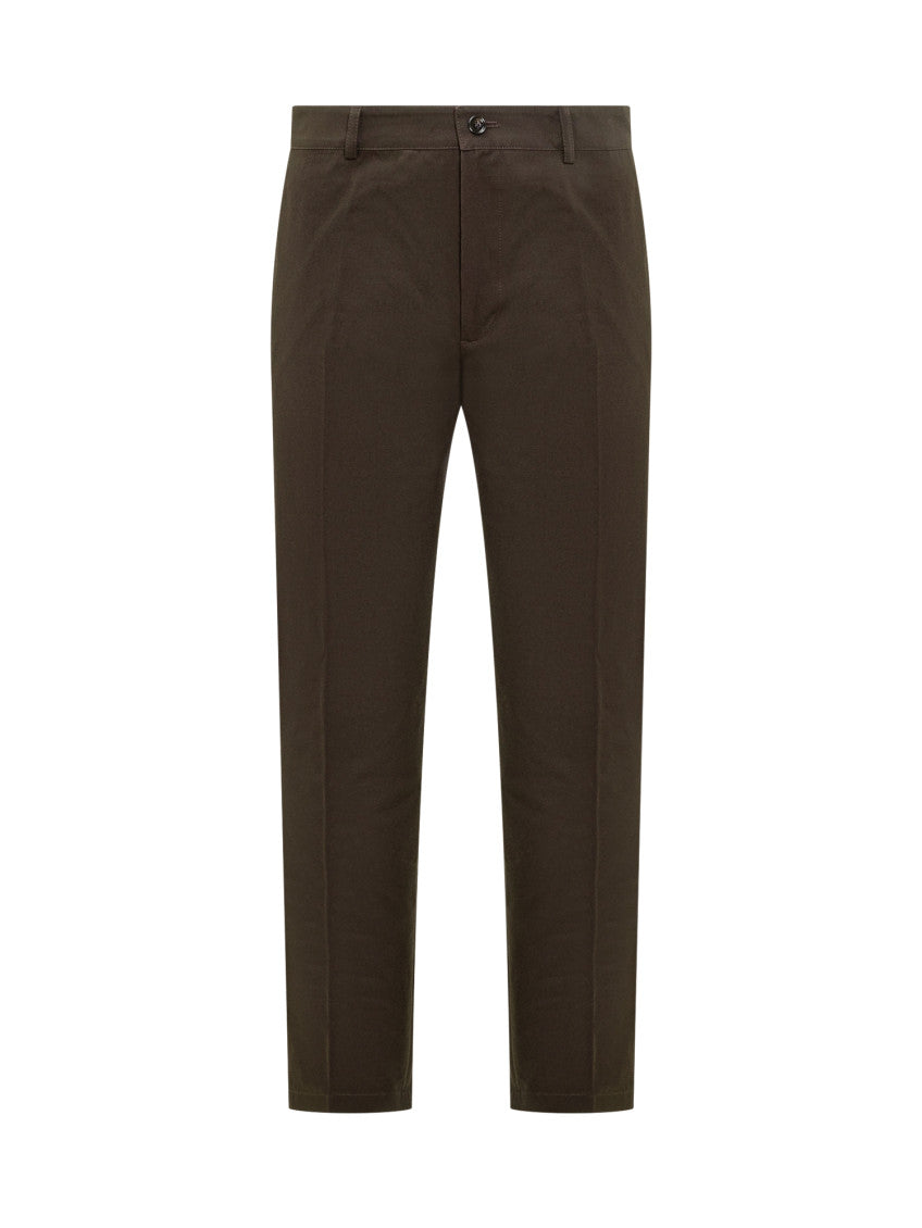Brown Slim Flat Front Pants 1