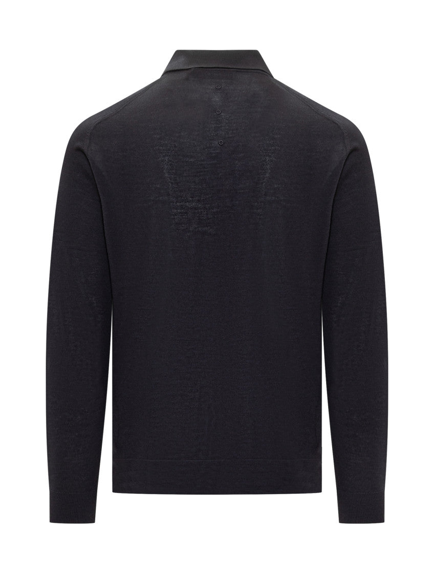 Blue Solid Shirt Collar Polo 2