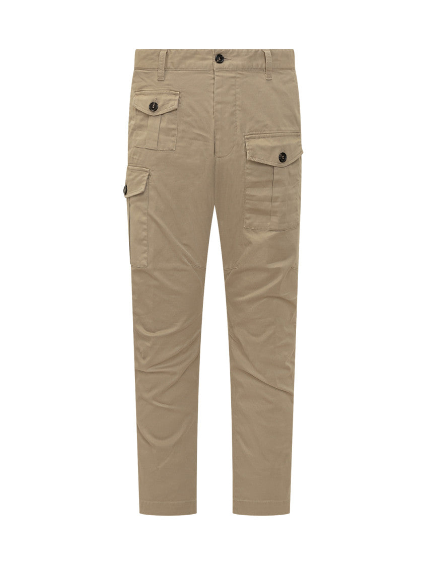 Beige Slim Cargo Pants 1