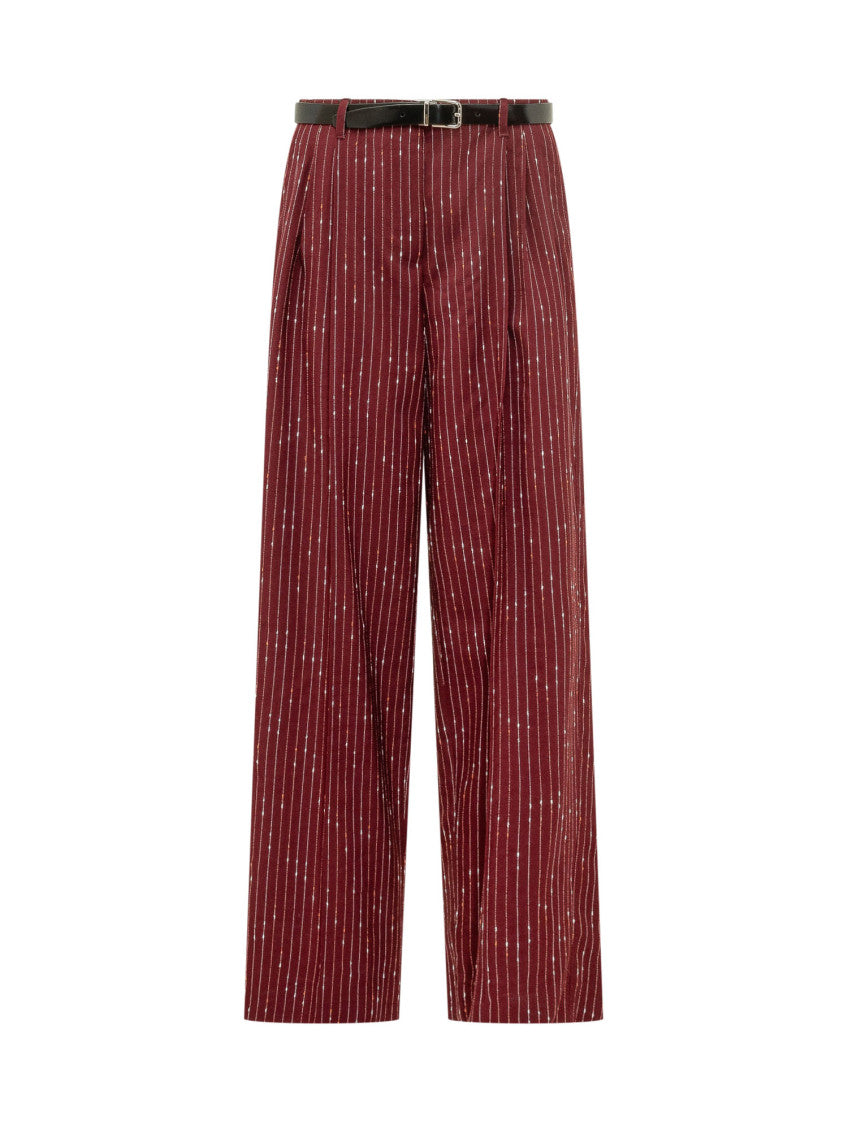 Red Straight Flat Front Pants 1